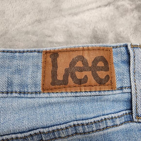 Lee Jeans Womens 16 Blue Mid Rise Straight Leg Regular Fit Stretch Denim Casual - Picture 5 of 13
